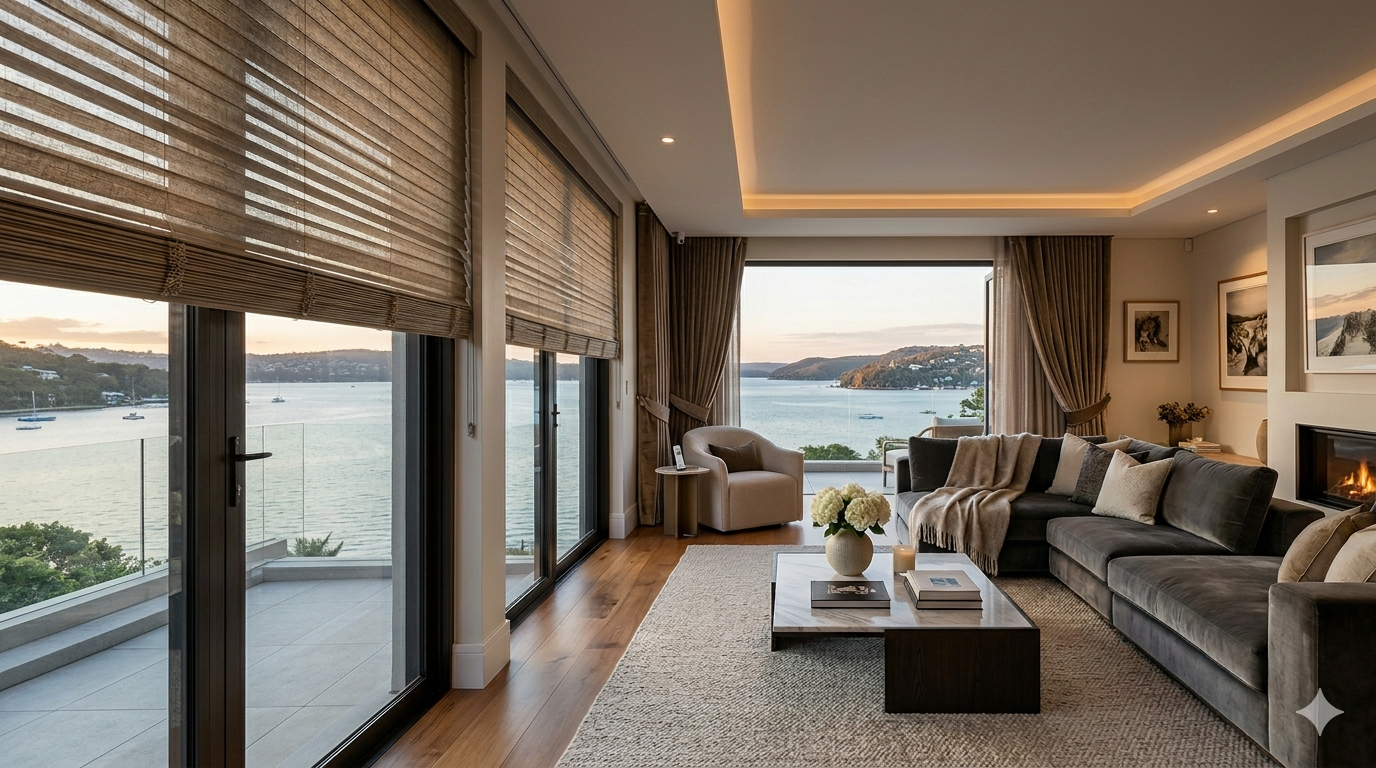 Elegant curtains and blinds
